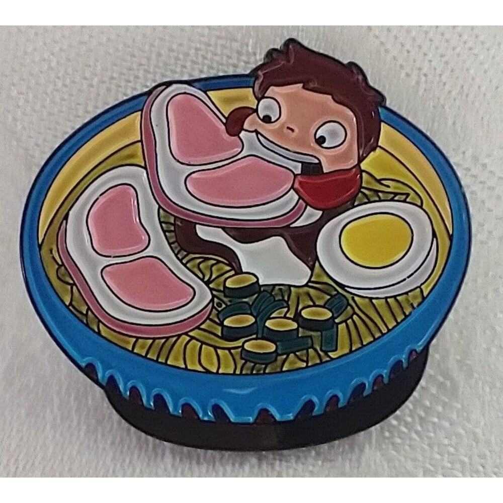 Ponyo Eating & Swimming In Noodles Studio Ghibli Metal Enamel Pin Jacket Purse